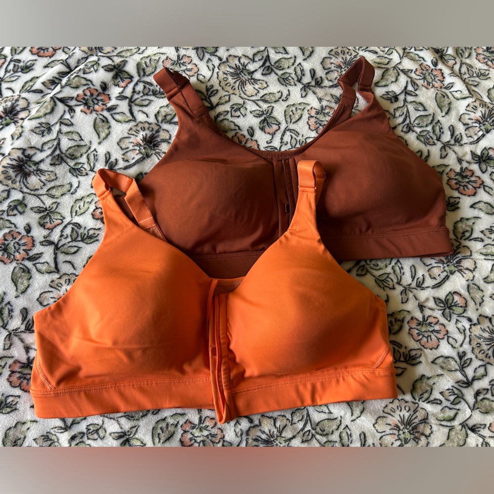 Front Zip Teal, Mauve,Teracotta, Orange Wireless Comfort/Sports Bras 38B M-L - Picture 3 of 3